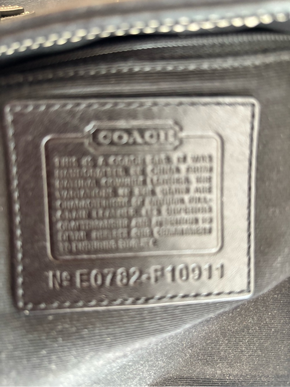Coach Black Leather Interior Logo Patch Satchel